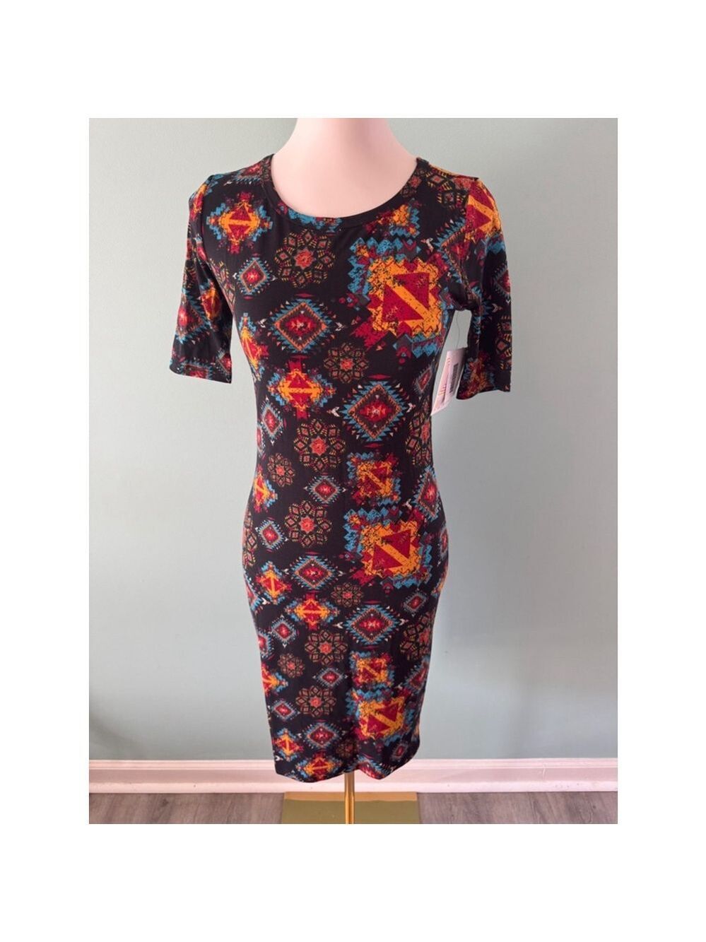 Women's LuLaRoe Julia Dress XS Black Multi-color